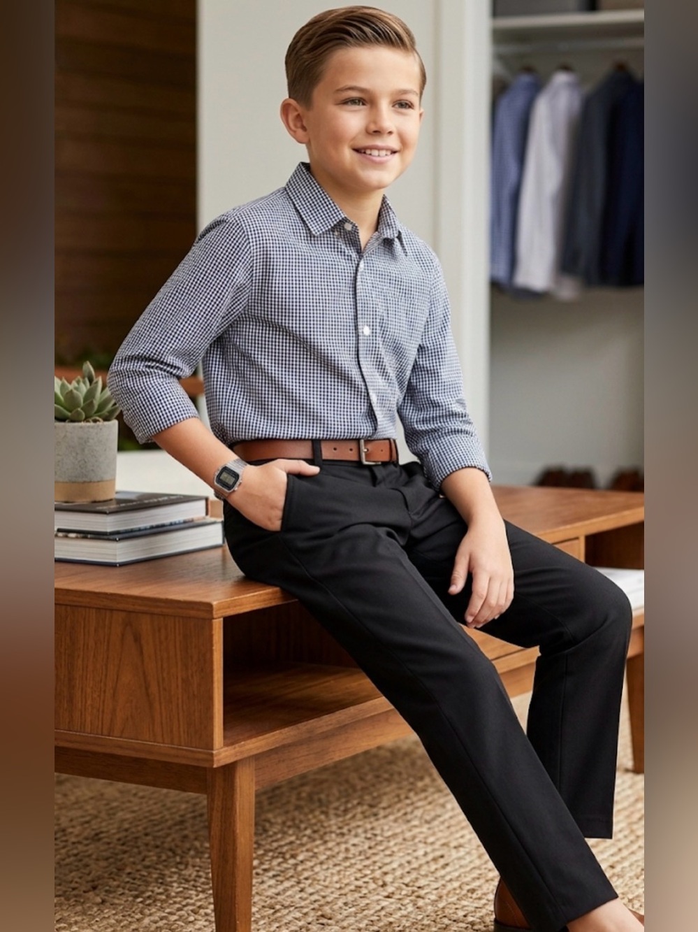 IZOD Boys Performance Black Dress Pants - Size 10 - Bi-Stretch Chino Trousers